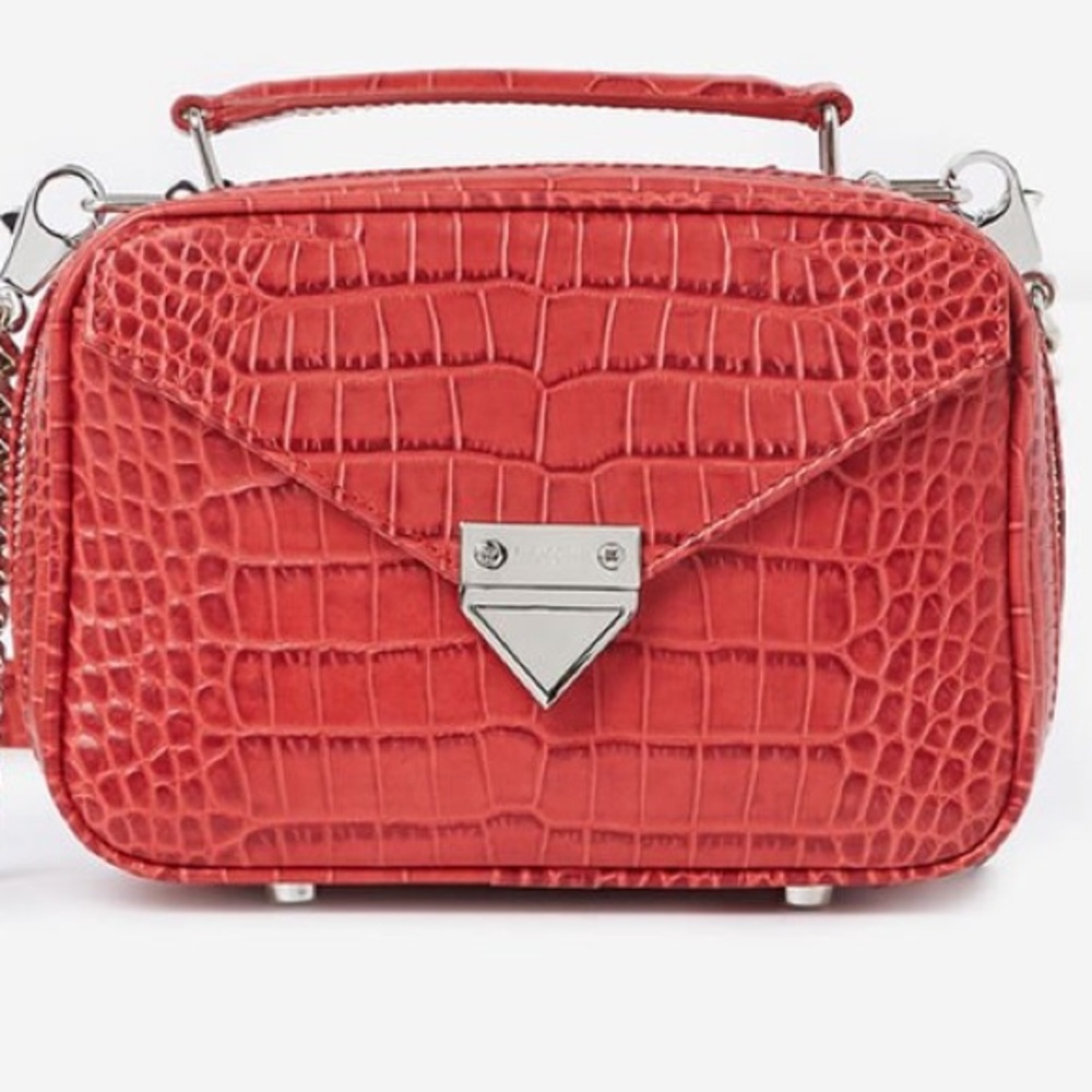 The Kooples Paris MINI S RED BARBARA BAG IN RED CROCO LEATHER